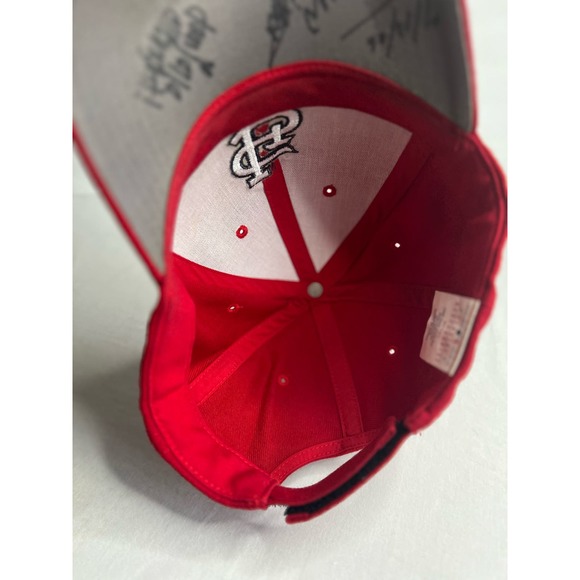 St. Louis Cardinals Hat Cap Red Autographed One Size - Picture 9 of 11